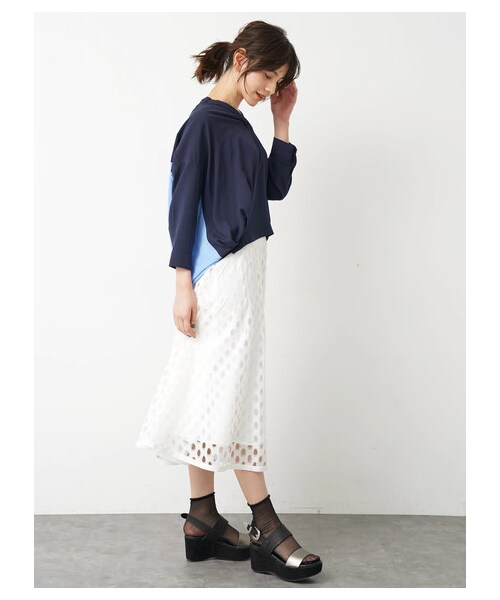 YECCA VECCA（イェッカヴェッカ）の「ドットレースフレアスカート（スカート・ホワイト/ブラック・F）」の3枚目の写真