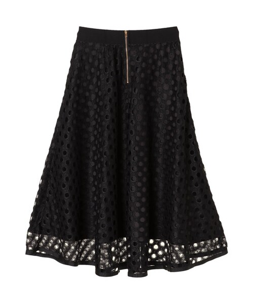 YECCA VECCA（イェッカヴェッカ）の「ドットレースフレアスカート（スカート・ホワイト/ブラック・F）」の4枚目の写真