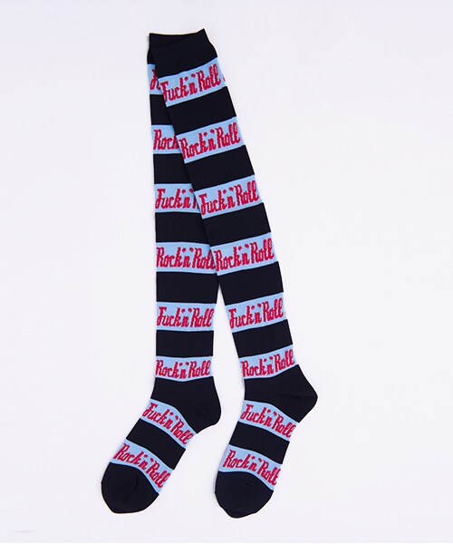 Aymmy in the batty girls(エイミーインザバッティーガール)の「FUCK`N`ROLL KNEE HIGH(ファッション雑貨・レディース・ブルー/ホワイト・FREE)」の5枚目の写真