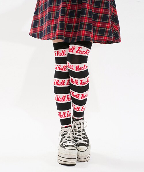 Aymmy in the batty girls(エイミーインザバッティーガール)の「FUCK`N`ROLL KNEE HIGH(ファッション雑貨・レディース・ブルー/ホワイト・FREE)」の3枚目の写真