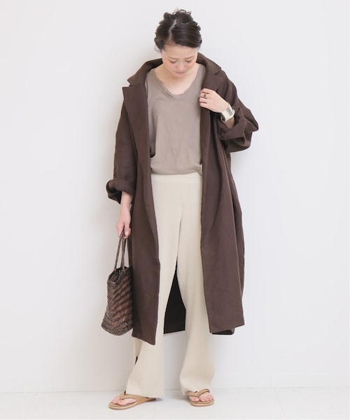 極美品✨定価6.7万　22SS　ドゥーズィエムクラス　リネントレンチコート　茶 極美品✨定価6.7万22SSドゥーズィエムクラスリネントレンチコート茶