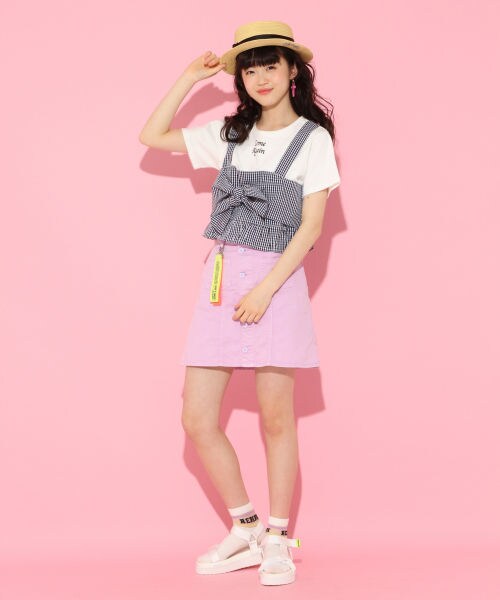 repipi armario(レピピ アルマリオ)の「ビスチェツキTシャツ(トップス・ブラック(ハナガラ)/ブラック(ギンガムチェック)/レッド(マドラスチェック))」の6枚目の写真