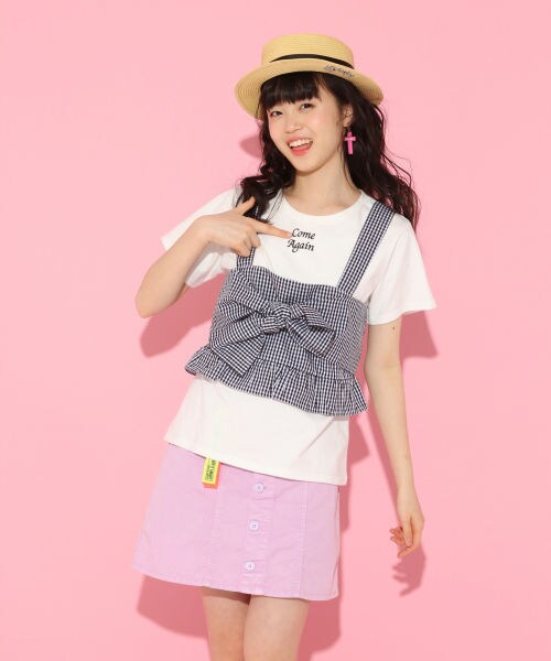 repipi armario(レピピ アルマリオ)の「ビスチェツキTシャツ(トップス・ブラック(ハナガラ)/ブラック(ギンガムチェック)/レッド(マドラスチェック))」の2枚目の写真