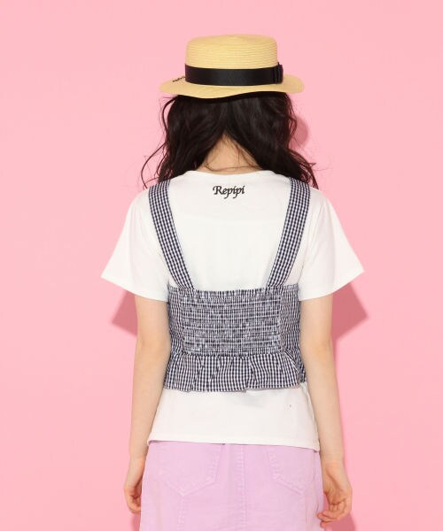 repipi armario(レピピ アルマリオ)の「ビスチェツキTシャツ(トップス・ブラック(ハナガラ)/ブラック(ギンガムチェック)/レッド(マドラスチェック))」の8枚目の写真