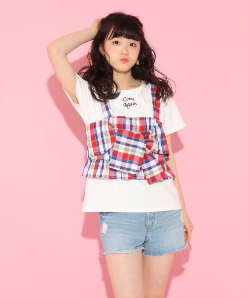 repipi armario(レピピ アルマリオ)の「ビスチェツキTシャツ(トップス・ブラック(ハナガラ)/ブラック(ギンガムチェック)/レッド(マドラスチェック))」の3枚目の写真