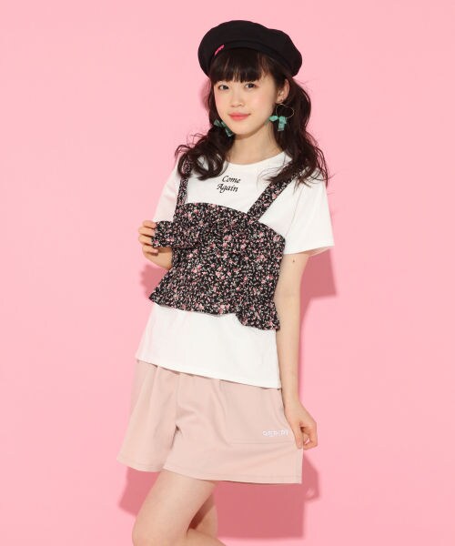 repipi armario(レピピ アルマリオ)の「ビスチェツキTシャツ(トップス・ブラック(ハナガラ)/ブラック(ギンガムチェック)/レッド(マドラスチェック))」の1枚目の写真