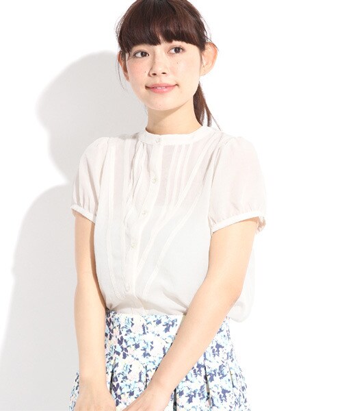 LOWRYS FARM（ローリーズファーム）の「Ｇベーシックスタンドフレンチスリーブ（トップス・レディース・オフ/アイボリー/ネイビー・Ｍ/Ｌ）」の2枚目の写真