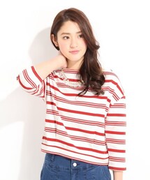 LOWRYS FARM | ２０／アソートボーダーボート8分袖(トップス)