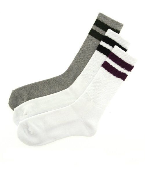 GLOBAL WORK（グローバルワーク）の「３ピースラインソックス（アクセサリー・メンズ・ロング05/アンクル08・25～27cm）」の3枚目の写真