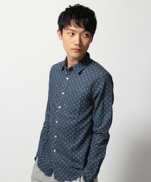 RAGEBLUE（レイジブルー）の「リネンガラシャツ長袖（トップス・メンズ・ホワイト02(小紋柄)/ホワイト03(小花柄)/ブラウン58(カモフラ柄)/ネイビー87(カモフラ柄)/ネイビー88(小紋柄)/ネイビー89(小花柄)・Ｍ/Ｌ）」の5枚目の写真