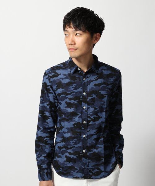 RAGEBLUE（レイジブルー）の「リネンガラシャツ長袖（トップス・メンズ・ホワイト02(小紋柄)/ホワイト03(小花柄)/ブラウン58(カモフラ柄)/ネイビー87(カモフラ柄)/ネイビー88(小紋柄)/ネイビー89(小花柄)・Ｍ/Ｌ）」の4枚目の写真