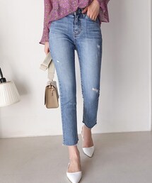 DHOLIC | クラッシュデニムストレートパンツ(デニムパンツ)