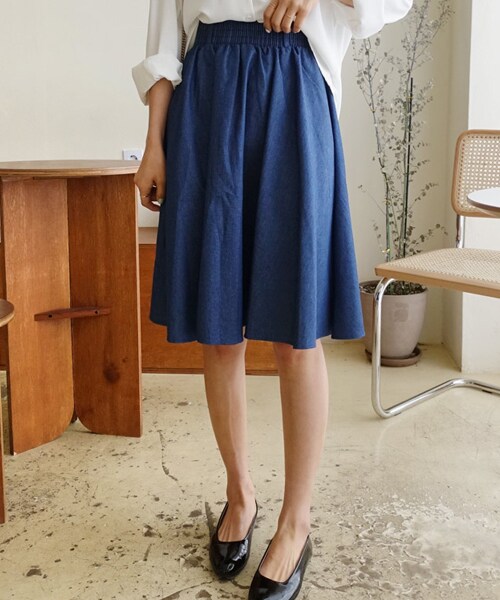 DHOLIC（ディーホリック）の「メッシュベルトSETデニムフレアスカート（デニムスカート・レディース・ブルー/その他/ブラック・FREE）」の3枚目の写真