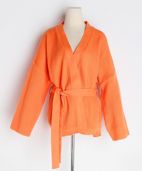 DHOLIC（ディーホリック）の「ストラップSETオープンニットカーディガン（カーディガン/ボレロ・レディース・ホワイト/オレンジ・FREE）」の2枚目の写真