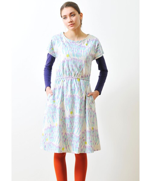 Design Tshirts Store graniph(デザイン ティーシャツ ストア グラニフ)の「ブラウジングショートスリーブワンピース(ラベンダー)(ワンピース/ドレス・レディース・Heather Natural・Ladies F)」の1枚目の写真