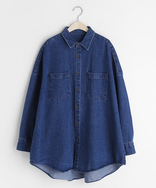 DHOLIC（ディーホリック）の「ツーポケットデニムシャツ（シャツ/ブラウス・レディース・ブルー/その他・FREE）」の2枚目の写真