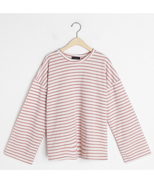 DHOLIC（ディーホリック）の「ボーダーボクシーフィットTシャツ（Tシャツ/カットソー・レディース・ブラウン/イエロー/ピンク/ブラック/ブルー・FREE）」の5枚目の写真