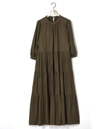 w closet | しぼり加工サテンパフスリーブティアードワンピース(ワンピース/ドレス)