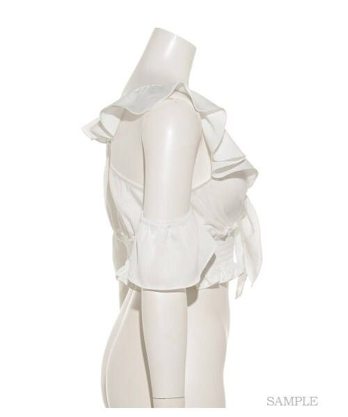 lilLilly（リルリリー）の「フリルデザイントップ（トップス・レディース・WHITE/LT PINK/PINK・FREE）」の5枚目の写真