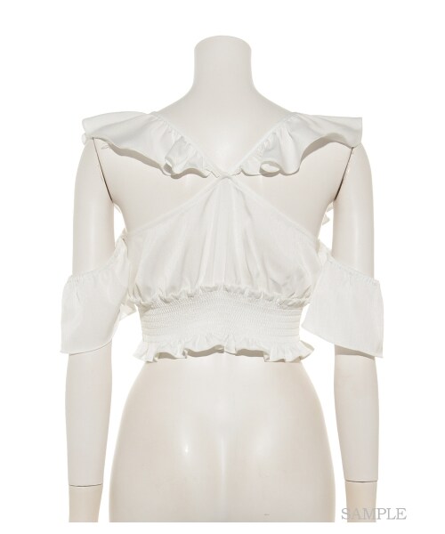 lilLilly（リルリリー）の「フリルデザイントップ（トップス・レディース・WHITE/LT PINK/PINK・FREE）」の4枚目の写真