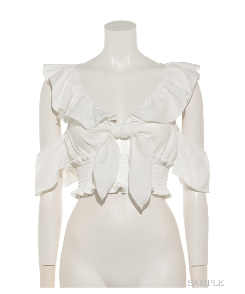 lilLilly（リルリリー）の「フリルデザイントップ（トップス・レディース・WHITE/LT PINK/PINK・FREE）」の2枚目の写真