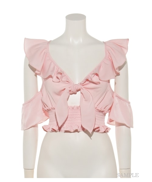 lilLilly（リルリリー）の「フリルデザイントップ（トップス・レディース・WHITE/LT PINK/PINK・FREE）」の12枚目の写真