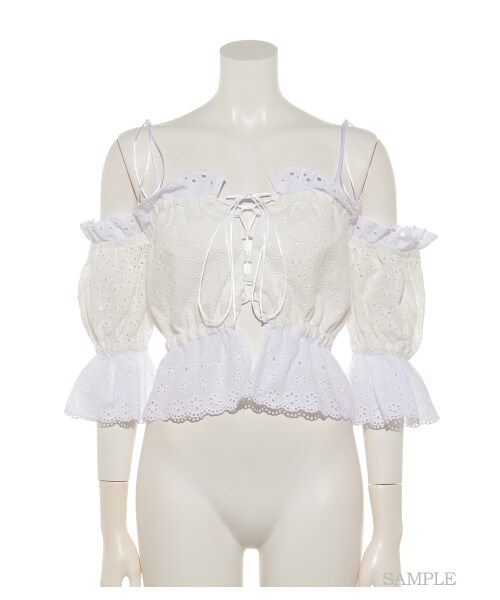 lilLilly(リルリリー)の「コットンレーストップ(トップス・レディース・WHITE/RED/BLACK・FREE)」の12枚目の写真