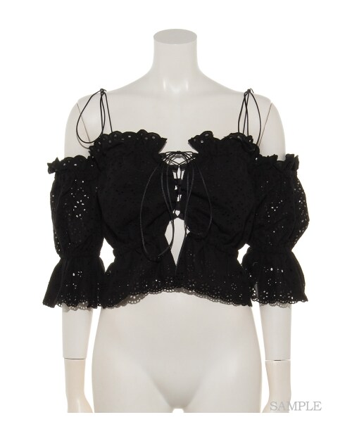 lilLilly(リルリリー)の「コットンレーストップ(トップス・レディース・WHITE/RED/BLACK・FREE)」の11枚目の写真