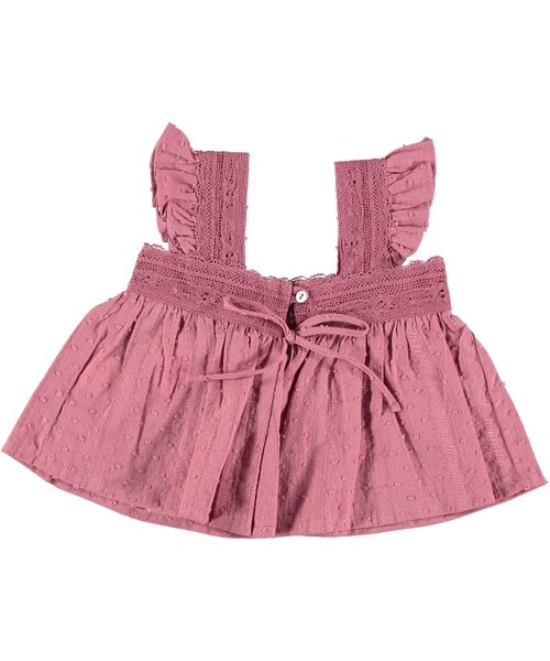 cache cache（カシュ カシュ）の「tocoto vintage lace plumeti baby blouse(pink)2y