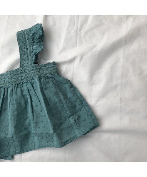 cache cache（カシュ カシュ）の「tocoto vintage  lace plumeti baby blouse(green)2ｙ.4ｙ（キャミソール・キッズ・その他）」の3枚目の写真