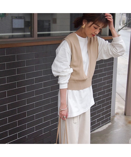 no brand（ノーブランド）の「Vラインコットンサマーニットベスト（ベスト・レディース・その他）」の8枚目の写真