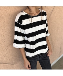 copine | ゆったりバルーン袖ワイドボーダーTシャツ【クリックポスト対象商品】(Tシャツ/カットソー)