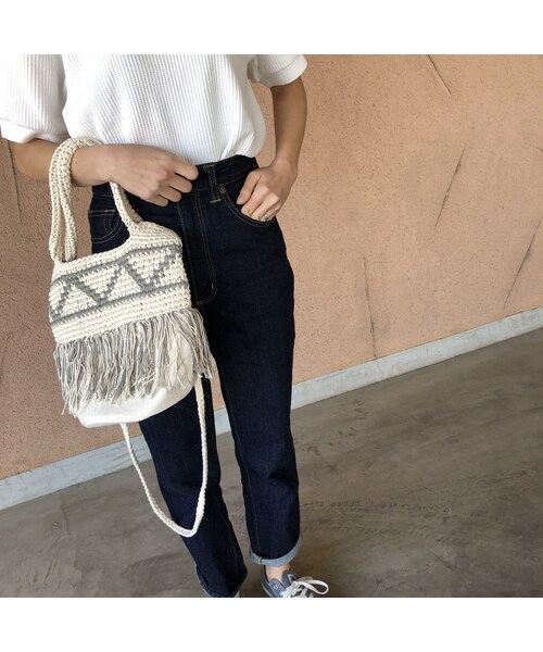 copine（コピン）の「手編みかぎ編みショルダーバッグ/ハンドバッグ(2color)【クリックポスト対象商品】（ショルダーバッグ・レディース・その他）」の6枚目の写真