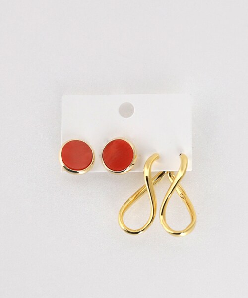 DHOLIC(ディーホリック)の「サークル&オーバルピアス2SET(ピアス(両耳用)・レディース・レッド/イエロー/ホワイト・FREE)」の1枚目の写真