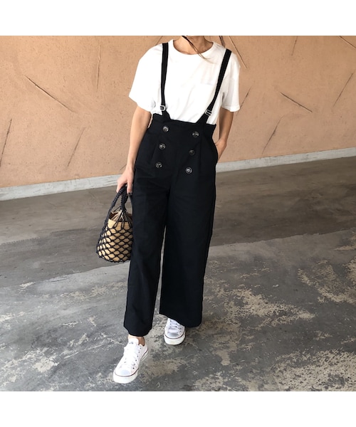 copine（コピン）の「【期間限定価格】サス付きフロントボタンハイウエストワイドパンツ(3color)【クリックポスト対象商品】（その他パンツ・レディース・その他）」の9枚目の写真