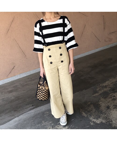 copine（コピン）の「【期間限定価格】サス付きフロントボタンハイウエストワイドパンツ(3color)【クリックポスト対象商品】（その他パンツ・レディース・その他）」の5枚目の写真