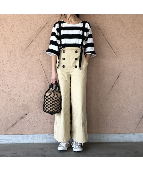 copine（コピン）の「【期間限定価格】サス付きフロントボタンハイウエストワイドパンツ(3color)【クリックポスト対象商品】（その他パンツ・レディース・その他）」の2枚目の写真