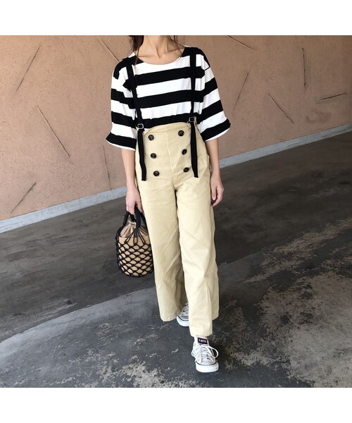 copine（コピン）の「【期間限定価格】サス付きフロントボタンハイウエストワイドパンツ(3color)【クリックポスト対象商品】（その他パンツ・レディース・その他）」の3枚目の写真