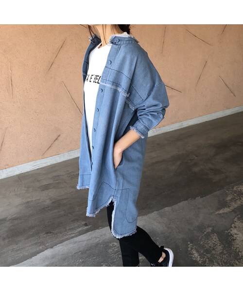 copine（コピン）の「【期間限定価格】シャツ感覚！こだわりデザイン！カットオフミドル丈デニムジャケット(2color)【クリックポスト対象商品】（デニムジャケット・レディース・その他）」の9枚目の写真