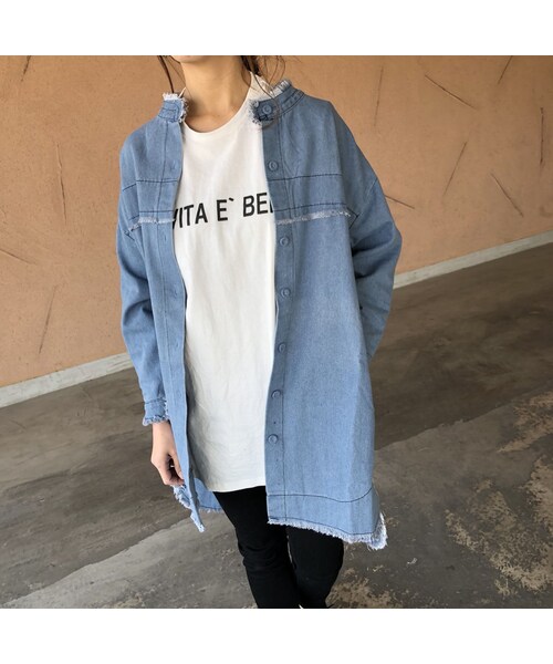 copine（コピン）の「【期間限定価格】シャツ感覚！こだわりデザイン！カットオフミドル丈デニムジャケット(2color)【クリックポスト対象商品】（デニムジャケット・レディース・その他）」の8枚目の写真