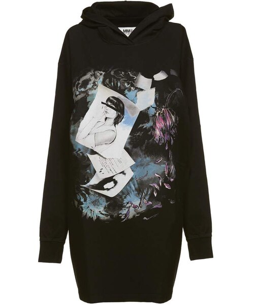 Maison Margiela(メゾンマルジェラ)の「Mm6 Maison Margiela Printed Hooded Sweatshirt(スウェット・レディース・Nero multicolor・L)」の1枚目の写真
