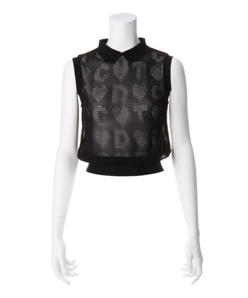 G.V.G.V.（ジーヴィージーヴィー）の「EYELET KNIT POLO COLLAR TOP（トップス・レディース・BLACK/YELLOW/RED・XS）」の4枚目の写真