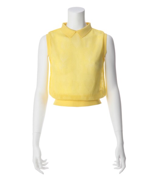 G.V.G.V.（ジーヴィージーヴィー）の「EYELET KNIT POLO COLLAR TOP（トップス・レディース・BLACK/YELLOW/RED・XS）」の2枚目の写真