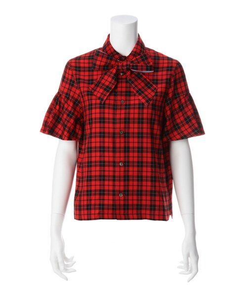 G.V.G.V.（ジーヴィージーヴィー）の「SCHOOL CHECK BOW TIE BLOUSE（トップス・レディース・RED/BLACK・36）」の3枚目の写真