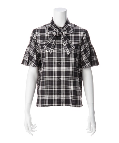 G.V.G.V.（ジーヴィージーヴィー）の「SCHOOL CHECK BOW TIE BLOUSE（トップス・レディース・RED/BLACK・36）」の2枚目の写真
