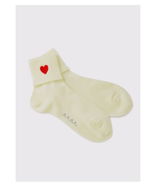 G.V.G.V.（ジーヴィージーヴィー）の「HEART EMBROIDERY SOCKS（ファッション雑貨・レディース・WHITE/YELLOW/PINK/BLACK・F）」の3枚目の写真