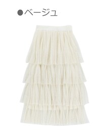 Bobon21 | ドット柄ティアードロングスカート-全2色-(スカート)