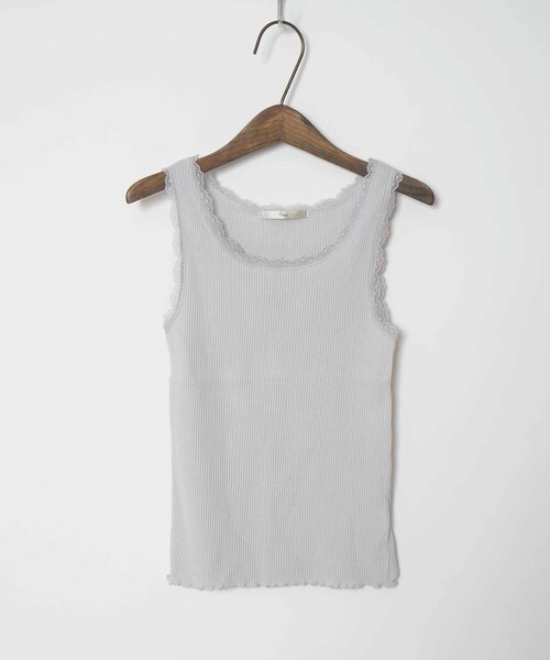 Crisp（クリスプ）の「レースリブタンク（タンクトップ・レディース・アイボリー/オレンジ/ブラウン/ピンク/グレー/ダークブラウン/パープル/レッド・FREE）」の2枚目の写真