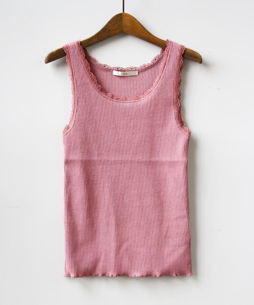 Crisp（クリスプ）の「レースリブタンク（タンクトップ・レディース・アイボリー/オレンジ/ブラウン/ピンク/グレー/ダークブラウン/パープル/レッド・FREE）」の4枚目の写真