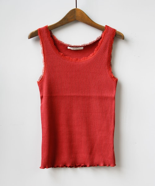 Crisp（クリスプ）の「レースリブタンク（タンクトップ・レディース・アイボリー/オレンジ/ブラウン/ピンク/グレー/ダークブラウン/パープル/レッド・FREE）」の6枚目の写真